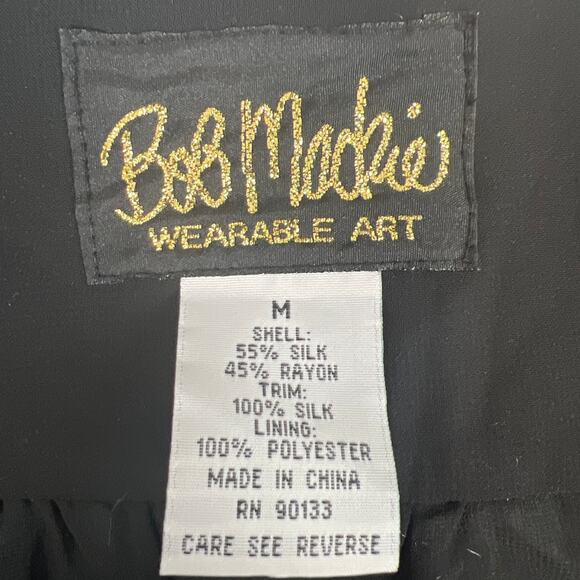 Bob Mackie Women's Silk Burnout Jacket Black Silver  Size M Wearable Art - Picture 7 of 8